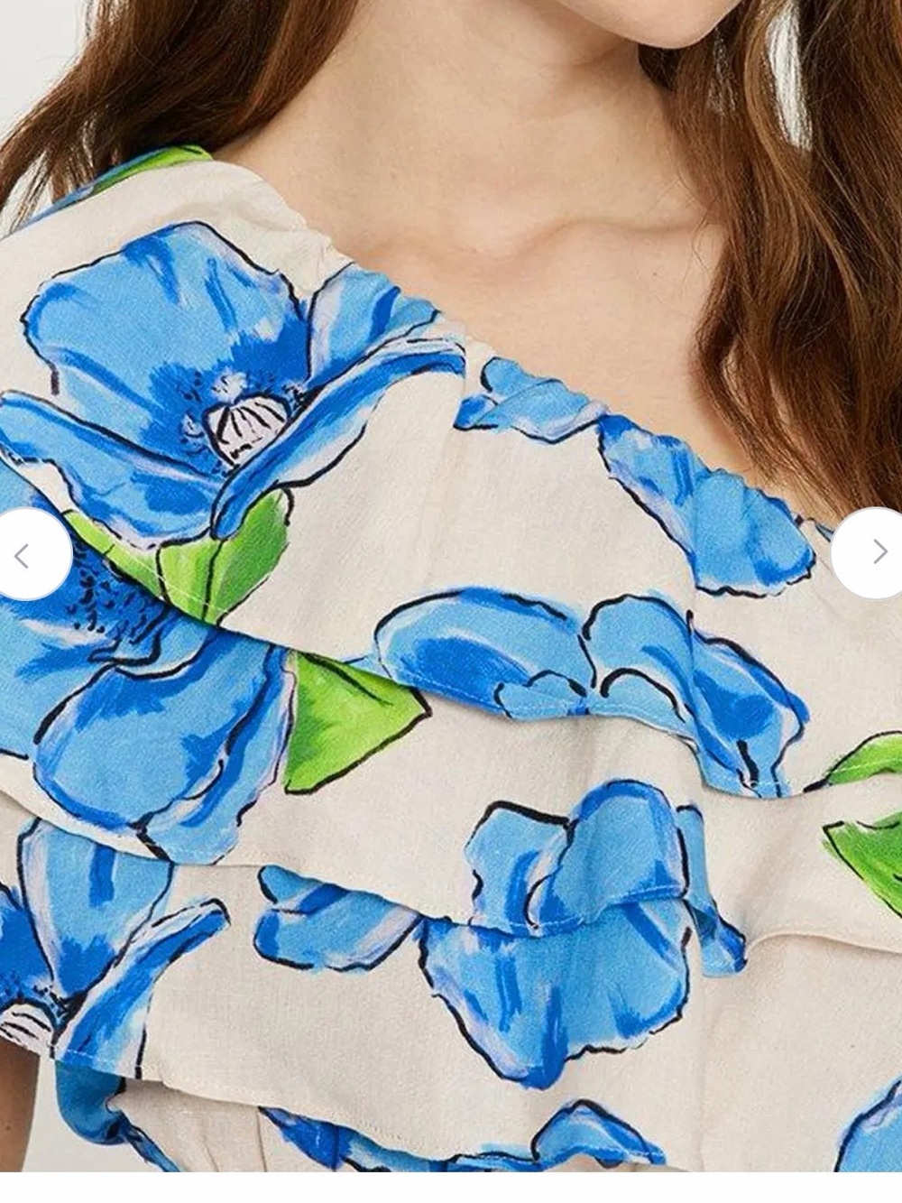 One-Shoulder Floral Ruffle Mini Dress - Picture 3 of 8